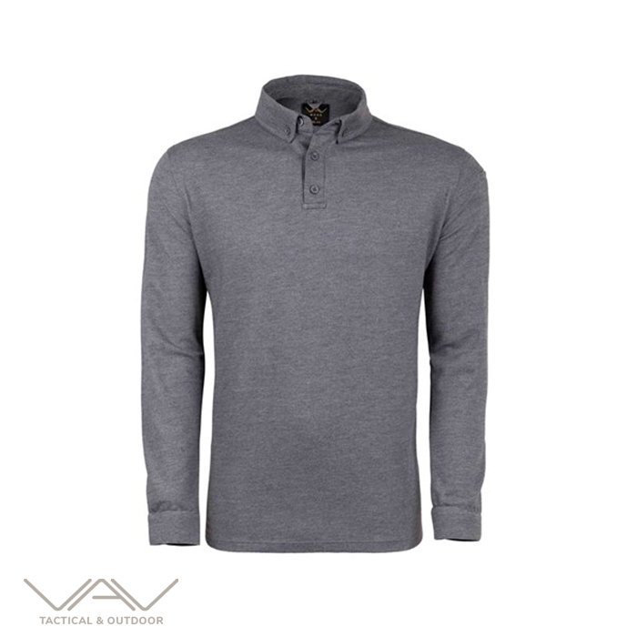Vav Tlac-04 Polo Yaka Uzun Kol Füme XXL Tişört