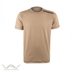 Vav Baseti-03 Yuvarlak Yaka Bej XS Tişört